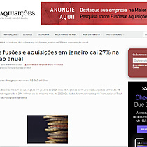 Volume de fuses e aquisies em janeiro cai 27% na comparao anual